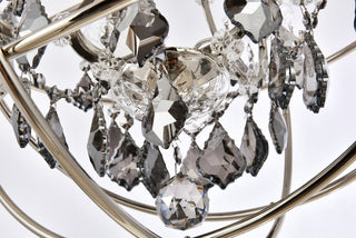 Geneva 5 light polished nickel Pendant Silver Shade (Grey) Royal Cut crystal