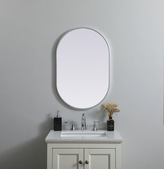 Metal Frame Oval Mirror 20x30 Inch in Silver