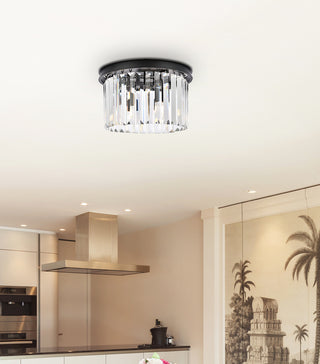 Sydney 3 light Matte Black Flush Mount Clear Royal Cut Crystal