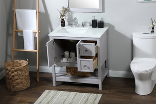 32 inch Single bathroom vanity in grey with backsplash