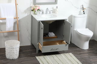 30 inch Single bathroom vanity in grey with backsplash