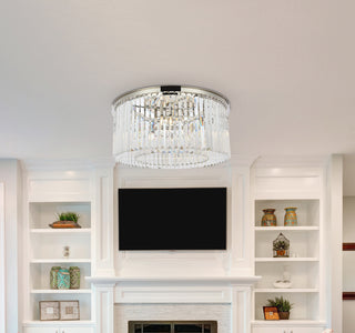 Sydney 8 light polished nickel Flush Mount Clear Royal Cut Crystal