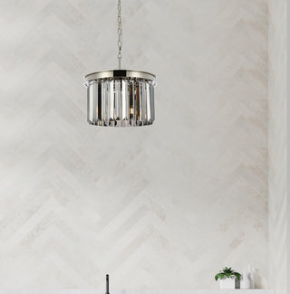Sydney 3 light polished nickel Pendant Silver Shade (Grey) Royal Cut Crystal