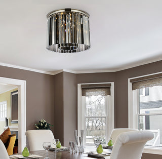 Sydney 6 light polished nickel Flush Mount Silver Shade (Grey) Royal Cut Crystal
