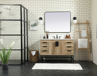 48 inch Single bathroom vanity in natural oak with backsplash
