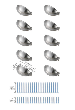 Claude 2-3/4" Center to Center Brushed Nickel Cup Bar Pull Multipack (set of 10)