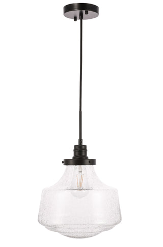 Lyle 1 light Black and Clear seeded glass pendant