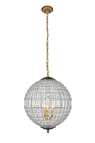 Olivia 3 light French Gold Pendant Clear Royal Cut Crystal