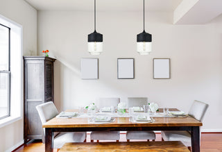 Ashwell 1 Light Black Pendant With Clear Glass