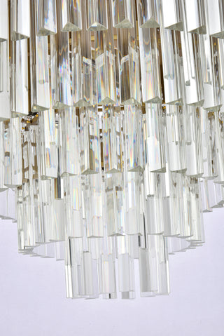 Sydney 32 inch round crystal flush mount in satin gold