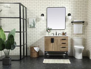 36 inch Single bathroom vanity in natural oak