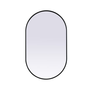 Metal Frame Oval Mirror 24x40 Inch in Black