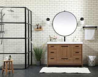 48 inch Single bathroom vanity in walnut brown