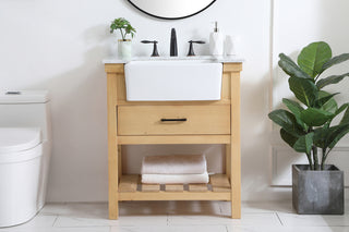 30 inch Single bathroom vanity in natural wood