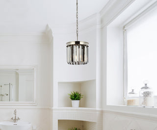 Sydney 3 light polished nickel Pendant Silver Shade (Grey) Royal Cut Crystal