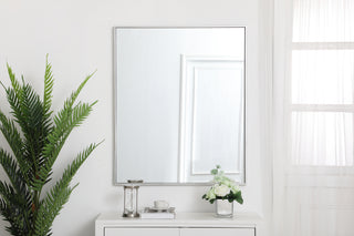 Metal frame rectangle mirror 30 inch in silver