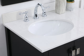32 inch Single Bathroom Vanity in Black with Backsplash