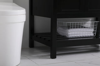 36 inch Single Bathroom Vanity in Black with Backsplash