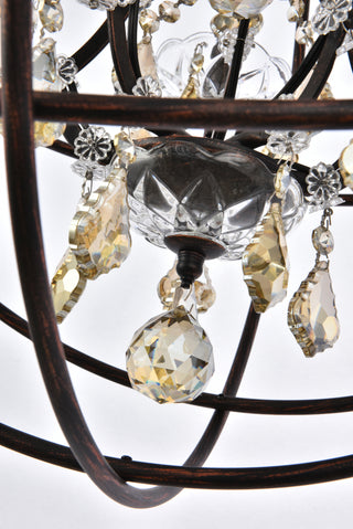 Geneva 5 light Dark Bronze Pendant Golden Teak (Smoky) Royal Cut crystal