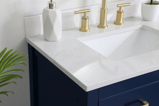 30 inch Single Bathroom Vanity in Blue with Backsplash