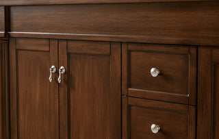 60 inch Single Bathroom vanity in Walnut with ivory white engineered marble