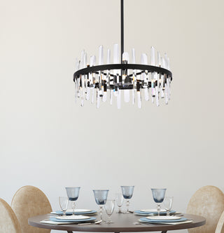 Serena 25 inch crystal round pendant in black