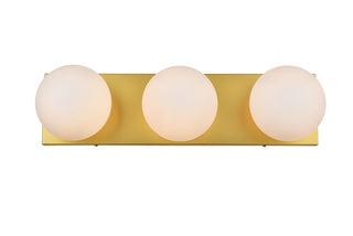 Jaylin 3 light Brass and frosted white Bath Sconce
