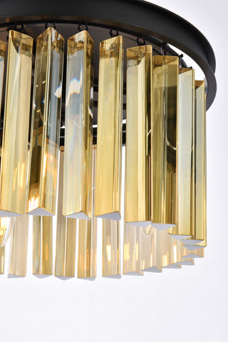 Sydney 3 light Matte Black Pendant Golden Teak (Smoky) Royal Cut Crystal