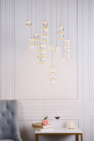 Polaris LED light Gold Pendant Clear Crystal