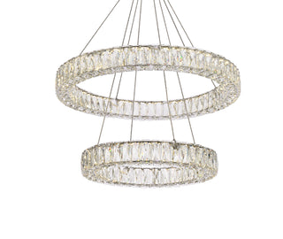 Monroe 28 inch LED double ring chandelier in chrome