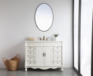 48 inch Single Bathroom vanity in Antique White with ivory white engineered marble