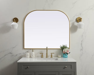 Metal Frame Arch Mirror 40x34 Inch in Brass