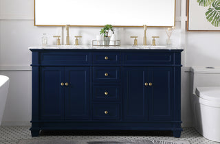 60 inch Double Bathroom Vanity set in Blue