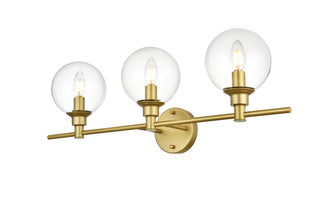 Jaelynn 3 light Brass and Clear Bath Sconce