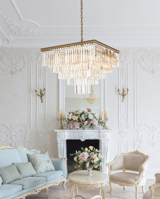 Sydney 34 inch square crystal chandelier in satin gold
