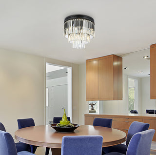 Sydney 9 light Matte Black Flush Mount Clear Royal Cut Crystal