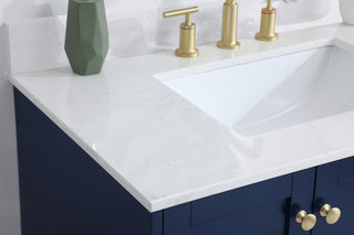 36 inch Single Bathroom Vanity in Blue with Backsplash