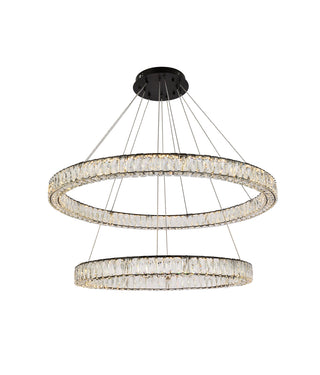 Monroe 42 inch LED round double ring pendant in black