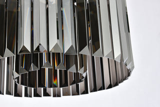Sydney 6 light Matte Black Pendant Silver Shade (Grey) Royal Cut Crystal