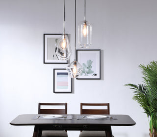 Gene 3 light Chrome and Clear glass pendant
