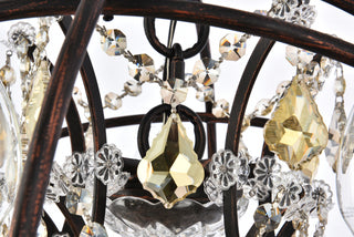 Geneva 5 light Dark Bronze Pendant Golden Teak (Smoky) Royal Cut crystal