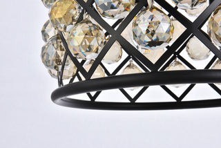 Madison 4 light Matte Black Pendant Golden Teak (Smoky) Royal Cut Crystal