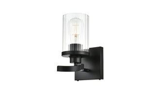 Saanvi 1 light Black and Clear Bath Sconce