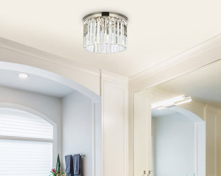 Sydney 3 light polished nickel Flush Mount Clear Royal Cut Crystal
