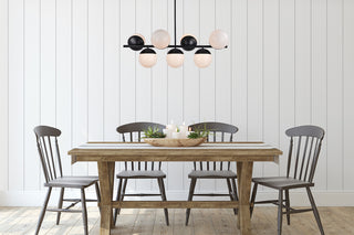 Eclipse 7 Lights Black Pendant With Frosted White Glass