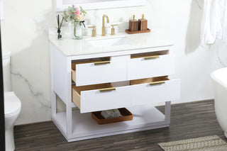 42 inch Single bathroom vanity in white with backsplash