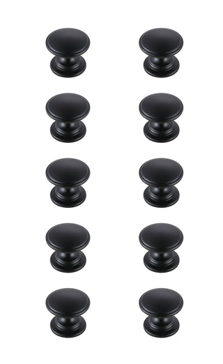 Kaid 1.2" Diameter Matte Black Mushroom Knob Multipack (Set of 10)