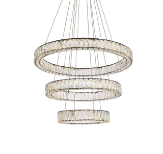 Monroe 32 inch LED triple ring chandelier in black