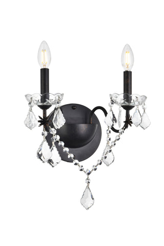 St. Francis 2 light Dark Bronze Wall Sconce Clear Royal Cut Crystal