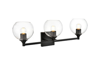 Foster 3 light Black and Clear Bath Sconce
